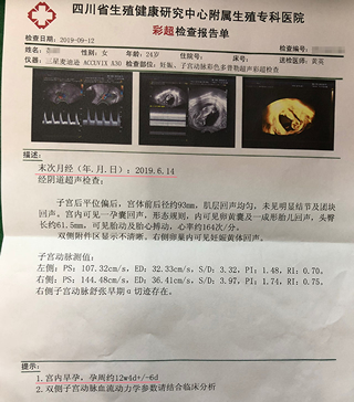 四川省生殖健康研究中心附属生殖专科医院彩超检查报告